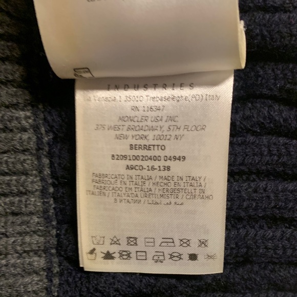 Moncler Dark Blue and Charcoal Cable Knit Beanie - Picture 3 of 3